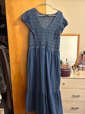 Gap smocked denim dress
